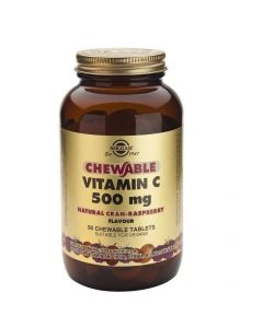 Solgar Vitamin C 500mg Chewable Raspberry Flavour Μασώμενη Βιταμίνη C με γεύση Σμέουρο, 90 chew. tabs