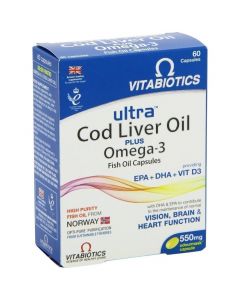Vitabiotics ultra cod liver oil plus omega 3, 60caps