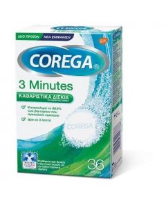 Corega 3 Minutes Καθαριστικά Δισκία Οδοντοστοιχιών, 36 tabs