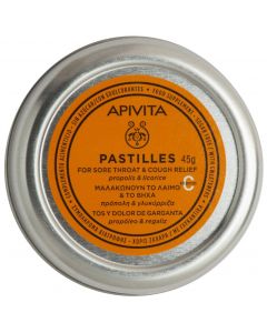 Apivita Pastilles Παστίλιες με Γλυκόριζα & Πρόπολη για τον Πονόλαιμο & τον Βήχα, 45gr