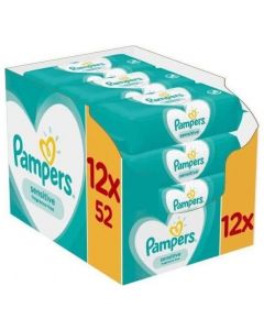Pampers Sensitive Wipes, 12x52τμχ