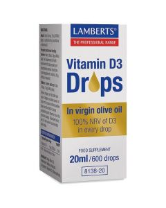 Lamberts Vitamin D3 Drops in Virgin Olive Oil, 20ml/600drops