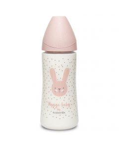 Suavinex Πλαστικό Μπιμπερό Hygge Rabbit Pink 6m+, 360ml
