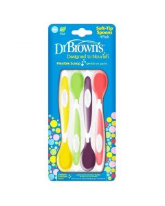 Dr Brown’s Soft Tip Spoons Flexible Scoop Μαλακά Κουταλάκια Ταΐσματος 4m+, 4τμχ