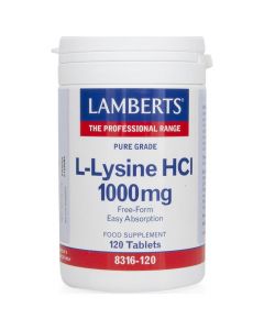 Lamberts L-Lysine HCL 1000mg Συμπλήρωμα Διατροφής με Λυσίνη, 120tabs