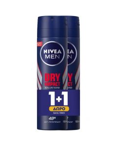 Nivea Men Dry Impact Plus 48h Anti-perspirant Spray, 2x150ml