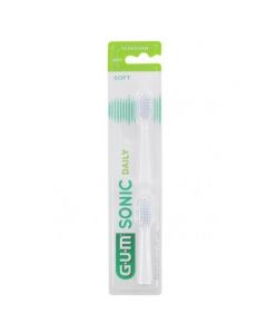 GUM Sonic Daily Soft 4110 Ανταλλακτικές Κεφαλές για Ηλεκτρική Οδοντόβουρτσα Λευκό, 2τμχ