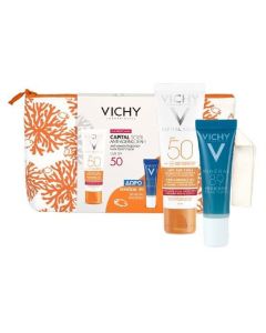 Vichy Capital Soleil Promo Anti-Age Antioxidant 3 in 1 SPF50, 50ml & ΔΩΡΟ Mineral 89 Probiotic, 10ml & Summer Pouch