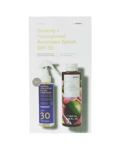 Korres Ginseng Hyaluronic Sunscreen Splash SPF30, 150ml & Renewing Body Cleanser, Ginger & Lime, 250ml