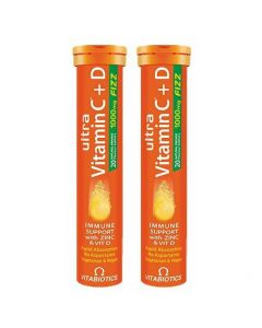 Vitabiotics Ultra Vitamin C+D 1000mg Fizz 1+1 ΔΩΡΟ, 20eff.tabs