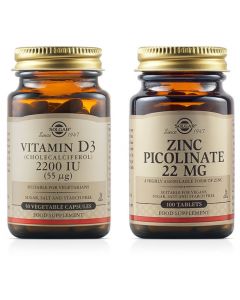 Solgar Vitamin D3 2200IU (55μg), 50caps & Zinc Picolinate 22mg, 100tabs