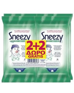 Sneezy Promo Menthol Wet Wipes, 2+2 Δώρο