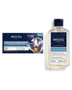 Phyto Πακέτο Προσφοράς Phytocyane Anti-Hair Loss Treatment for Men, 12x3,5ml & Δώρο Phytocyane Men Invigorating Shampoo Anti-Hair Loss, 100ml