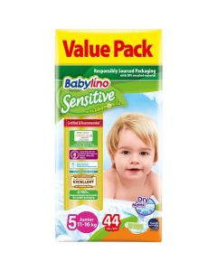 Babylino Sensitive Value Pack Junior Νο5 (11-16kg) Παιδικές Πάνες, 44 τεμάχια