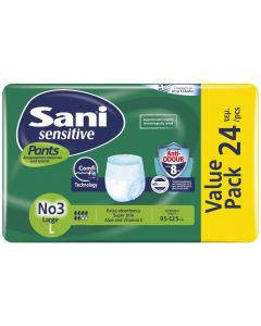 Sani Sensitive Pants Value Pack Ελαστικό Εσώρουχο Ακράτειας Νο3 Large 100-140cm, 24 Τεμάχια
