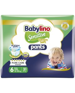 Babylino Sensitive Pants Cotton Soft Unisex No6 Extra Large (13-18kg), 31 Τεμάχια