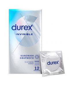 Durex Invisible Ultra Thin Regular Fit Condoms, 12τμχ