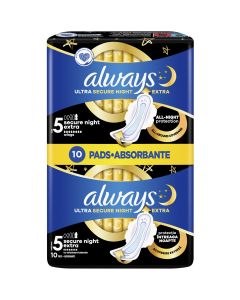 Always Ultra Secure Night Extra Pads Size 5, 10 Τμχ