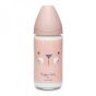 Suavinex Γυάλινο Μπιμπερό Με Θηλή Σιλικόνης Hygge Whiskers Pink 0m+, 240ml