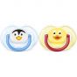 Philips Animal Classic Pacifiers 0-6m Σιλικόνης Penguin-Duck, 2τμχ