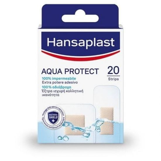 Hansaplast Aqua Protect Επιθέματα 100% αδιάβροχα & διάφανα με έξτρα ισχυρή κολλητική ικανότητα, 20τμχ