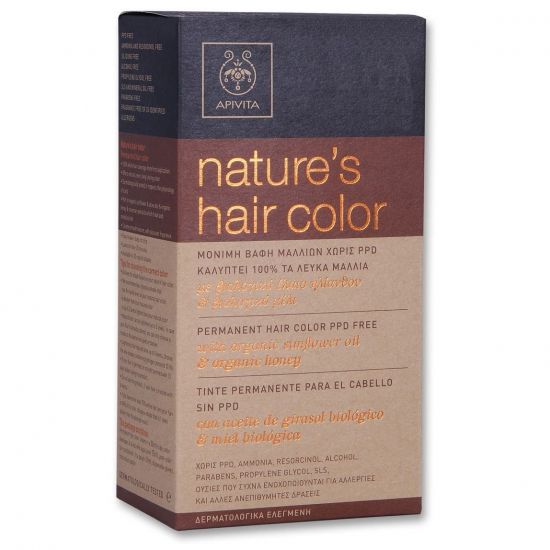 Apivita Nature's Hair Color Μόνιμη Βαφή Μαλλιών Χωρίς PPD, 4.0 Καστανό, 50ml