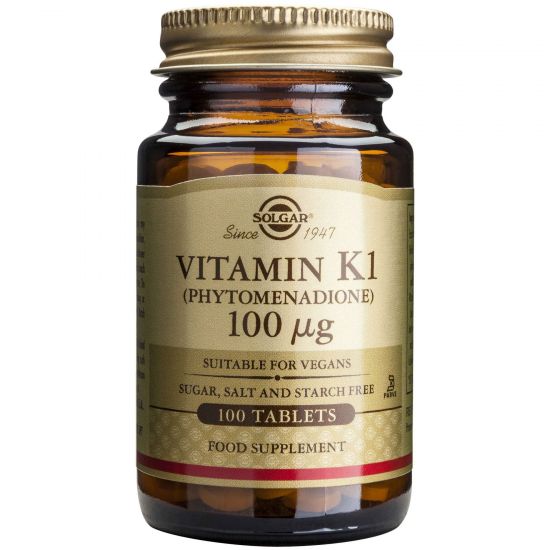 Solgar Vitamin Κ1 100μg Λιποδιαλυτή βιταμίνη μορφής Κ1 (φυτοναδιόνη), 100tabs