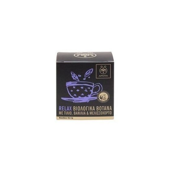 Apivita Organic Herbal Tea Relax, Βιολογικό Τσάϊ με Τίλιο-Βανίλια-Μελισσόχορτο, 10 Φακελάκια x1,5gr