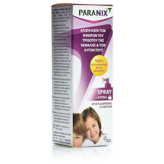 Paranix Spray, Αγωγή Κατά των Φθειρών του Τριχωτού της Κεφαλής και των Αυγών + Κτένα, 100ml