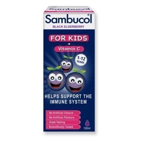 Olvos Sambucol Black Elderberry For Kids + Vitamin C Παιδικό Σιρόπι από Σαμπούκο για την Ενίσχυση του Ανοσοποιητικού, 120ml