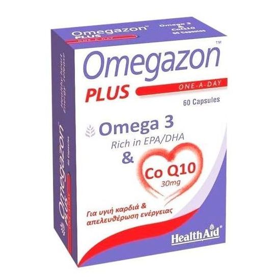 Health Aid - Omegazon Plus - Omega 3 & Co Q10, Υγιή Καρδιά & Απελευθέρωση Ενέργειας 60caps