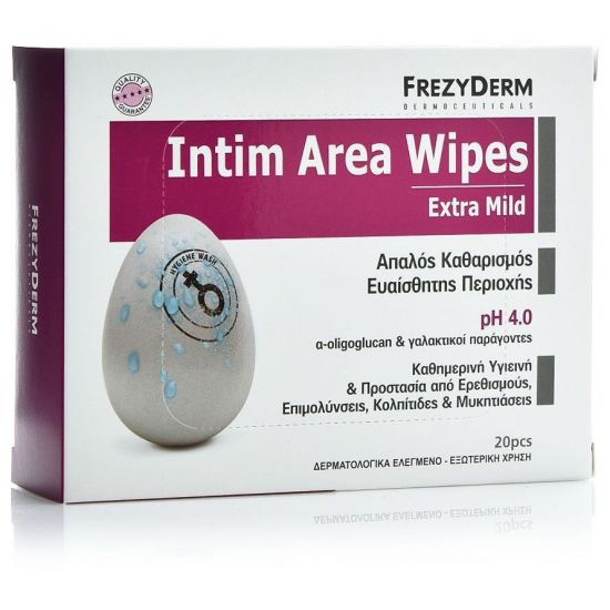 Frezyderm Intim Area Wipes Extra Mild Μαντηλάκια Καθαρισμού Ευαίσθητης Περιοχής 20τμχ