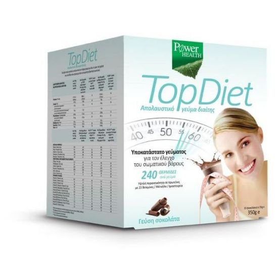 Power Health Top Diet, Υποκατάστατο Γεύματος για τον Έλεγχο του Σωματικού Βάρους με Γεύση Σοκολάτα 350gr
