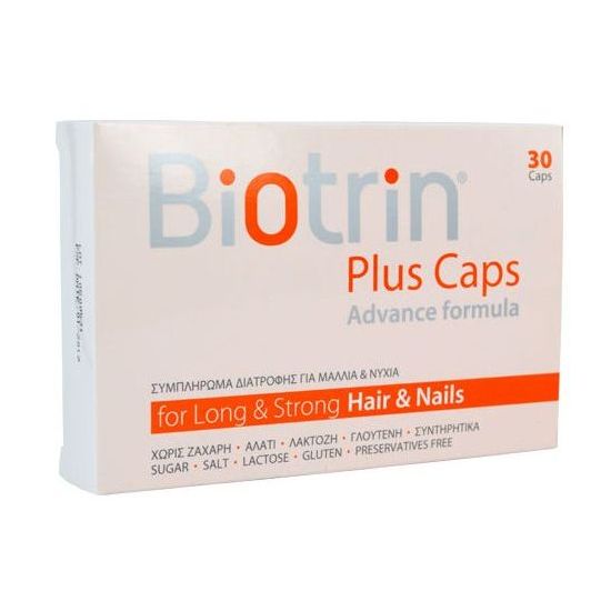 Biotrin Plus Caps Advance formula for Long & Strong Hair & Nails Συμπλήρωμα Διατροφής για την Καλή Υγεία των Μαλλιών & των Νυχιών, 30caps