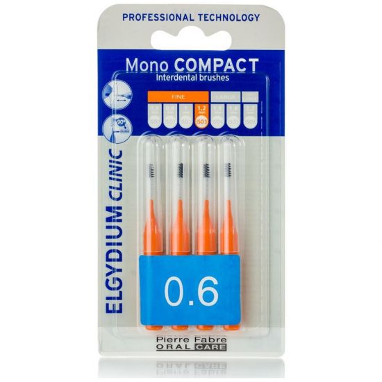 Elgydium Clinic Monocompact Μεσοδόντια Βουρτσάκια 0.6mm Orange, 4τμχ