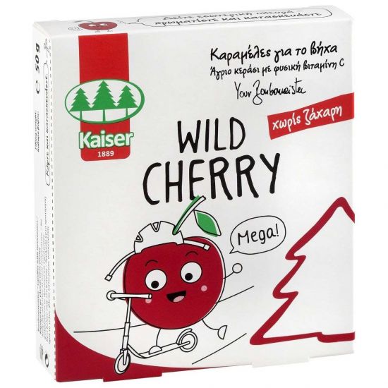 Kaiser Wild Cherry, Καραμέλες για τον Βήχα Χωρίς Ζάχαρη 50gr