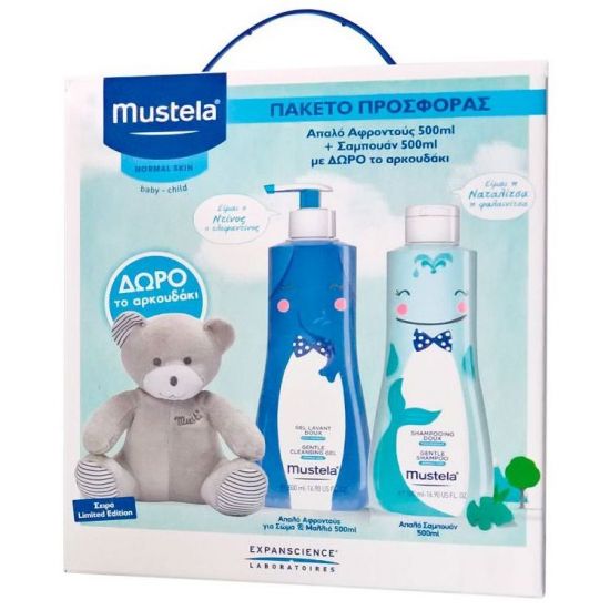 Mustela Promo Limited Edition Box Gentle Cleansing Gel 500ml & Gentle Shampoo 500ml με Δώρο Αρκουδάκι
