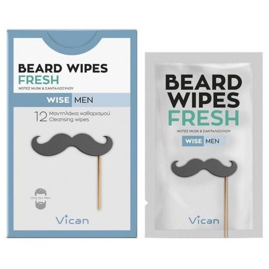 Vican Wise Men Beard Wipes Fresh, 12τμχ