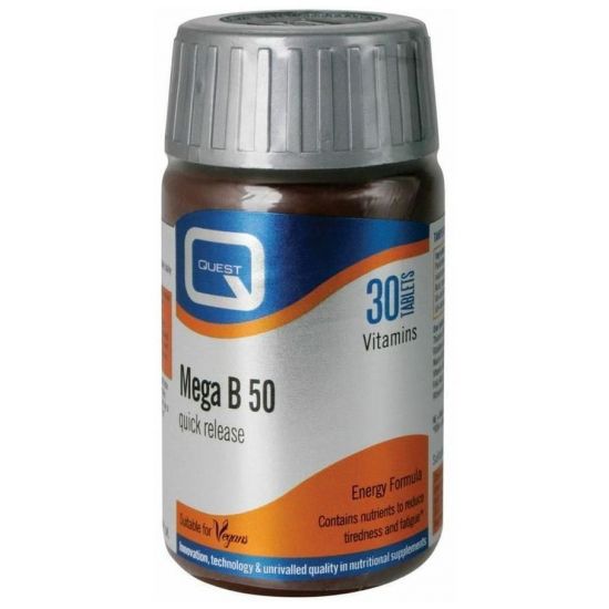 Quest Mega B50 quick release Συμπλήρωμα Βιταμίνης B50, 45 tabs (30 + 15 ΔΩΡΟ)