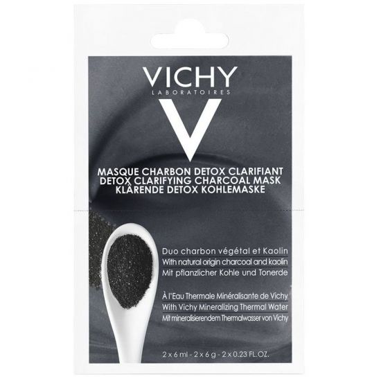 Vichy Detox Clarifying Charcoal Mask, Μάσκα Ενεργού Άνθρακα για Καθαρισμό και Αποτοξίνωση, 2x6ml