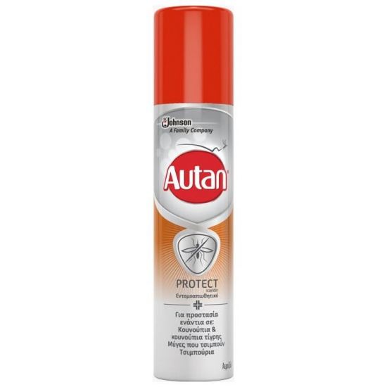 Autan Protect Spray Εντομοαπωθητικό Αερόλυμα για Κουνούπια, Μύγες & Τσιμπούρια, 100ml