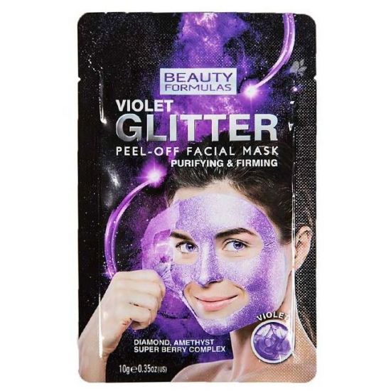 Beauty Formulas Peel-off Mask with Glitter Purifying and Firming - Violet, 10gr
