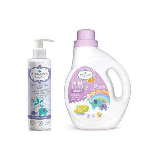 Pharmasept Set baby Mild laundry Detergent, 1lt & Baby Extra Sensitive Bath, 250ml