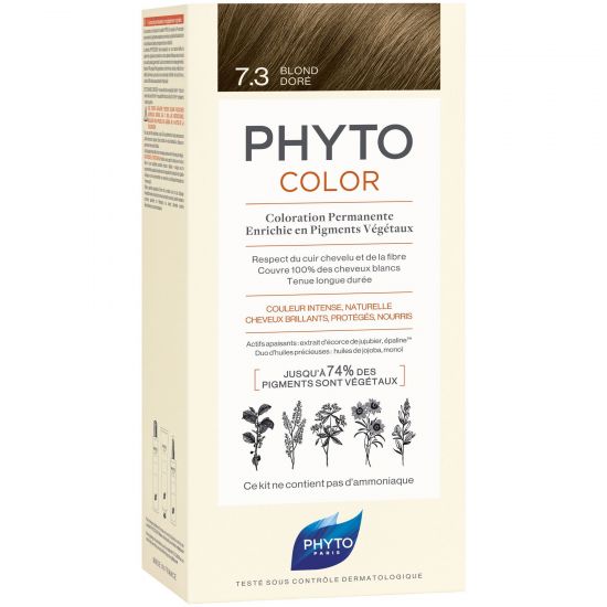 Phyto Phytocolor, Μόνιμη Βαφή Μαλλιών 7.3 Ξανθό Χρυσό, 1τμχ