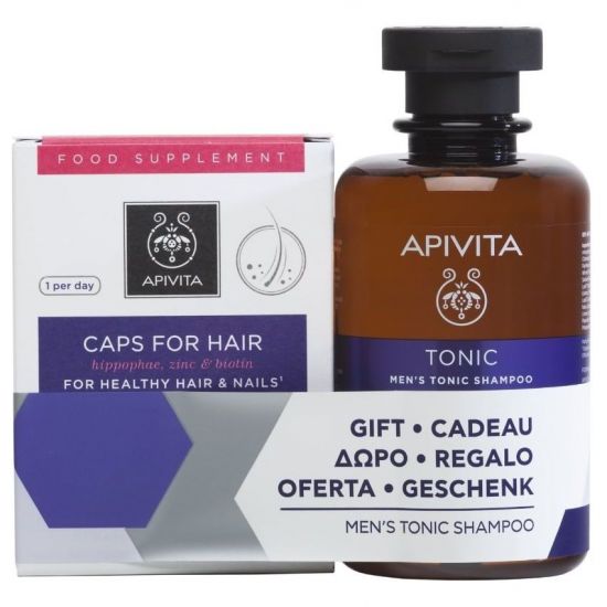 Apivita Promo Συμπλήρωμα Διατροφής Για Μαλλιά & Νύχια, 30caps & ΔΩΡΟ Τονωτικό Ανδικό Σαμπουάν Κατά Της Τριχόπτωσης, 250ml