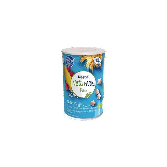 Naturnes®Bio Nutripuffs, Βραφικές Μπουκίτσες Δημητριακών με Μπανάνα και Σμέουρο, 35gr