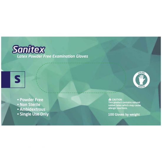 Sanitex Γάντια Εξεταστικά Λάτεξ Λευκά χωρίς Πούδρα Small, 100τμχ