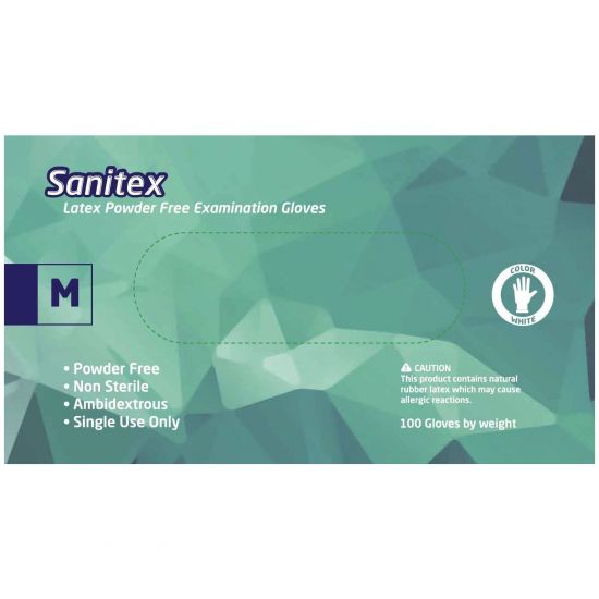 Sanitex Γάντια Εξεταστικά Λάτεξ Λευκά χωρίς Πούδρα Medium, 100τμχ