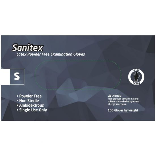 Sanitex Γάντια Εξεταστικά Λάτεξ Μαύρα χωρίς Πούδρα Small, 100τμχ