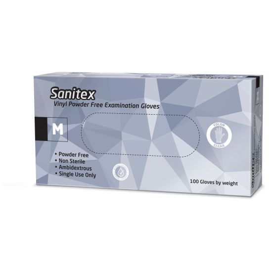 Sanitex Γάντια Εξεταστικά Βινυλίου Λευκά χωρίς Πούδρα Medium, 100τμχ